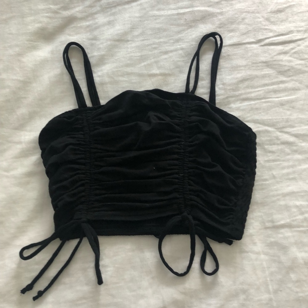 Black Ruched Crop Top